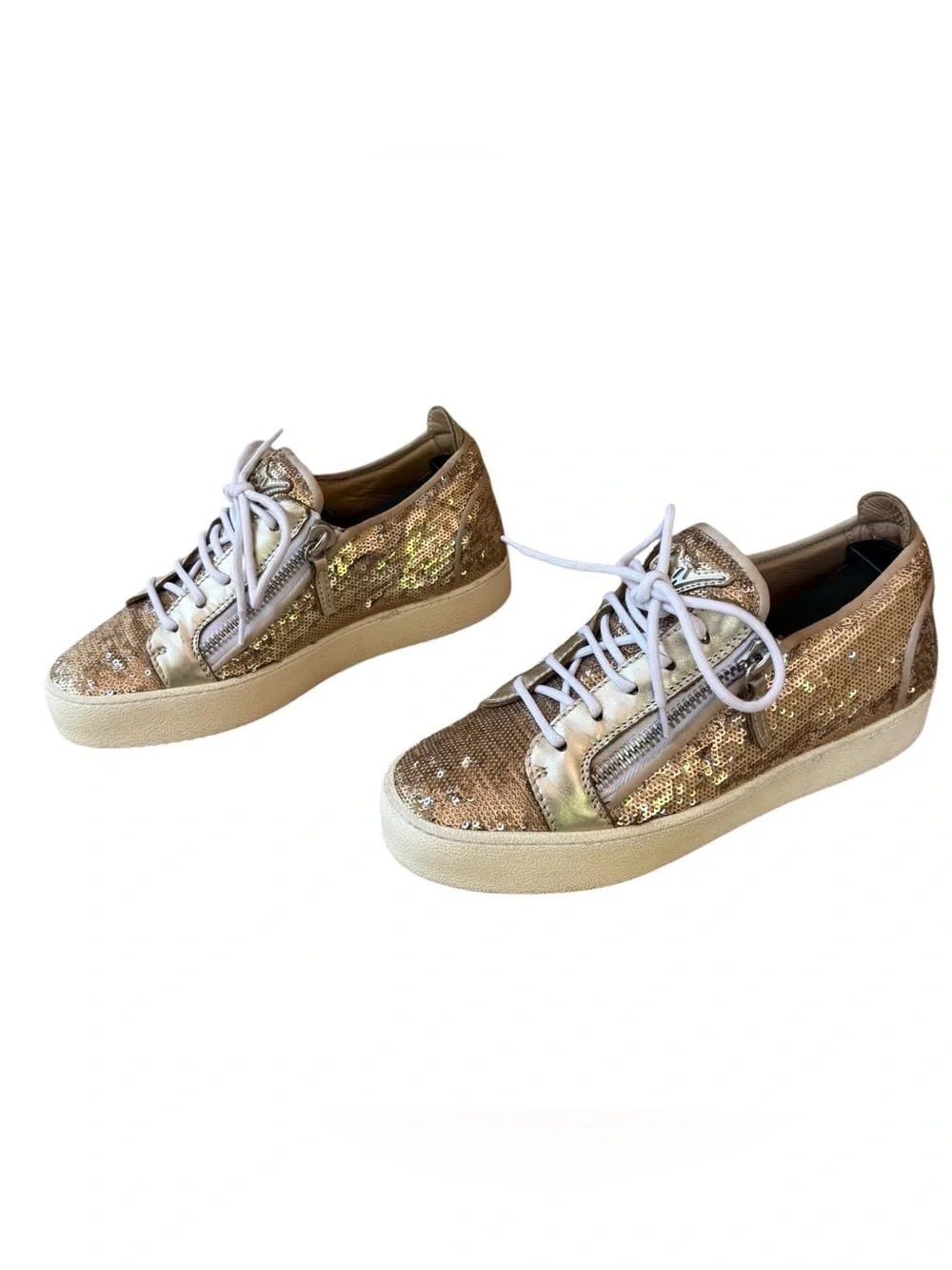GIUSEPPE ZANOTTI “Gail” Gold Sequin Low Top Sneakers